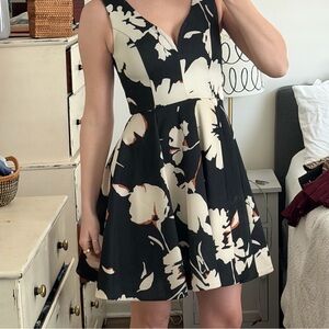 Maeve Black and Cream Floral Mini Dress